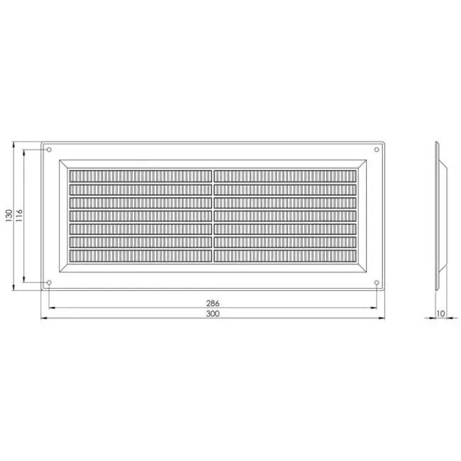 Kratka wentylacyjna plastikowa prostokątna 130x300 mm brązowa - VR1330B