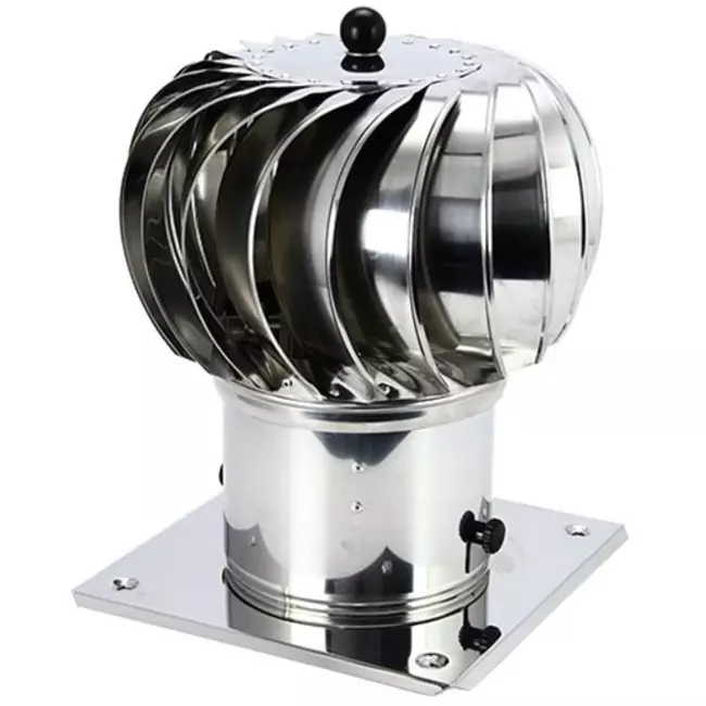 Napędzany wiatrem wentylator dachowy Cowl 250 mm ze stali nierdzewnej wraz z płytą dachową - 180 m3/h