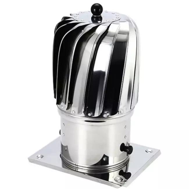 Napędzany wiatrem wentylator dachowy Cowl Oblong 150 mm ze stali nierdzewnej wraz z płytą dachową - 325 m3/h