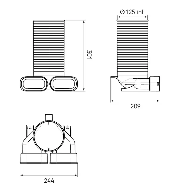 Adapter zaworu Ubbink Air Excellent 35SC 125 2x90°