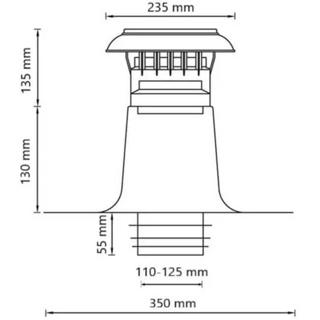 Płyta dachowa wentylacyjna dwuścienna z nakładką z tworzywa sztucznego Ø 110-125 mm