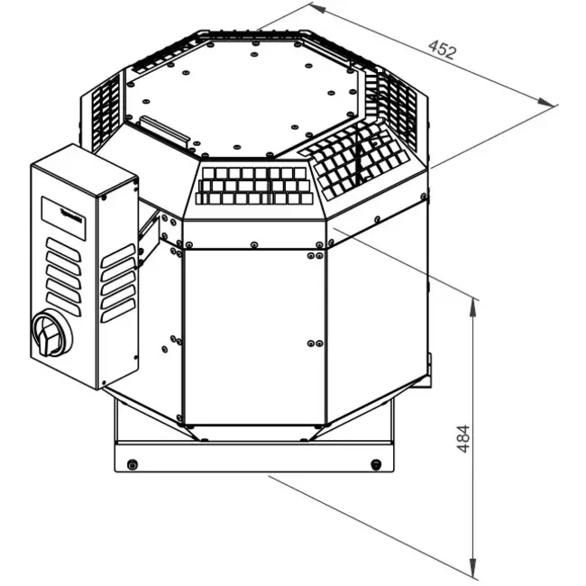 Wylot spalin wentylatora dachowego pionowy - DVN 225 D2 F4 30