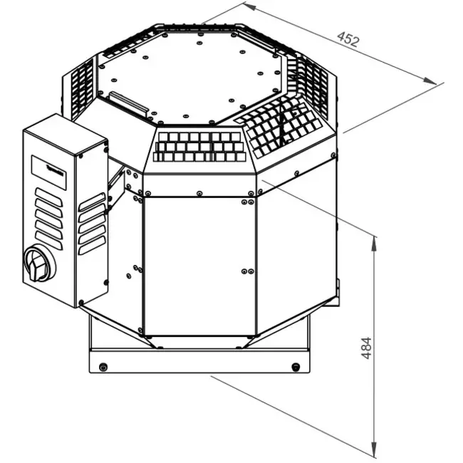 Wylot spalin wentylatora dachowego pionowy - DVN 250 D2 F4 30