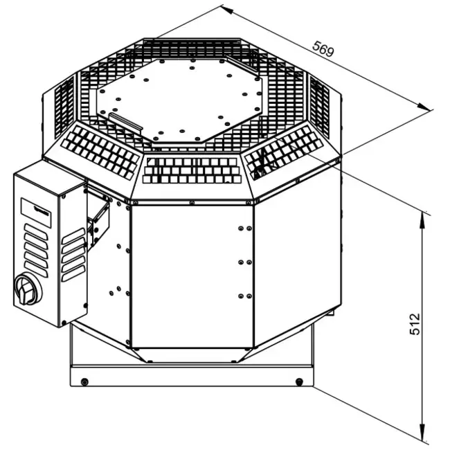 Wylot spalin wentylatora dachowego pionowy - DVN 315 D2 F4 30