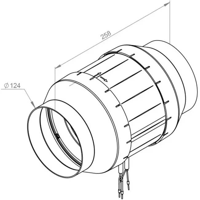 Wentylator rurowy 125 mm o przepływie mieszanym ETAMASTER - EM 125L EC 02