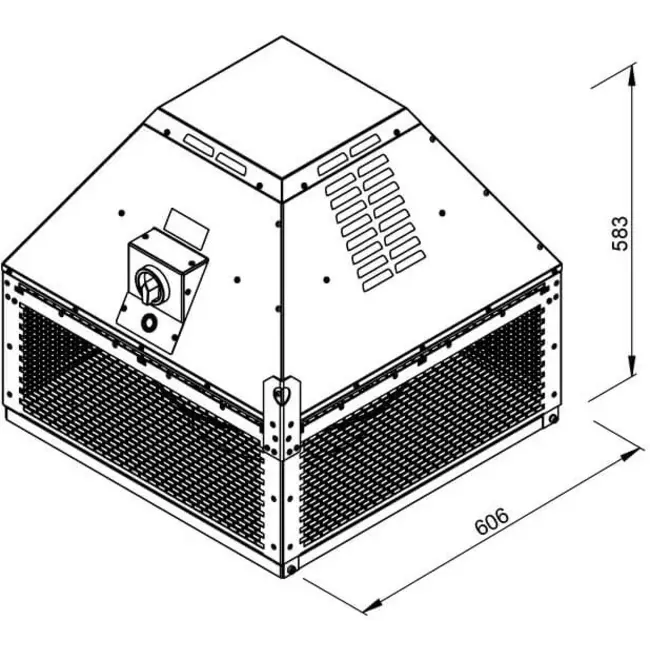 Wylot spalin z wentylatora dachowego poziomy - DHN 355 D4 F4 30
