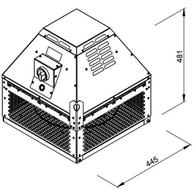 Wylot spalin z wentylatora dachowego poziomy - DHN 315 D2 F4 30