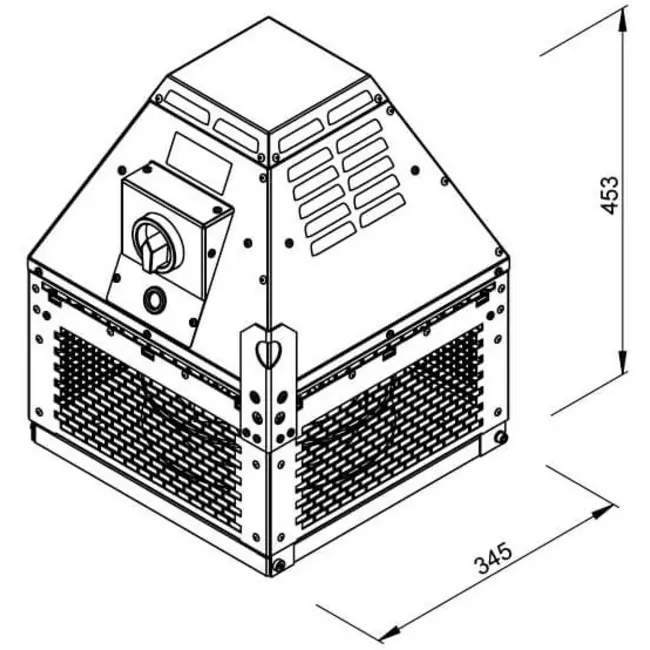 Wylot spalin z wentylatora dachowego poziomy - DHN 225 D2 F4 30