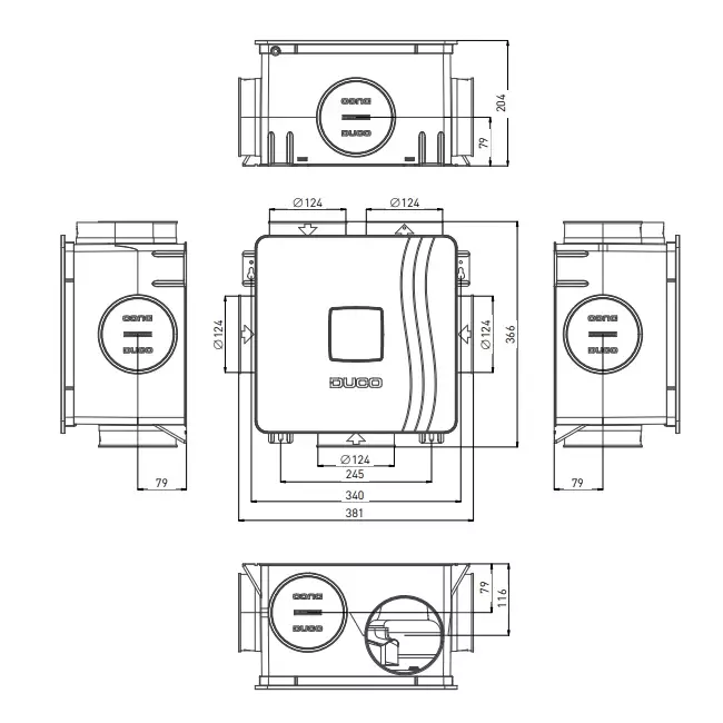 DucoBox Reno 325 m³/h - wtyczka bezpieczeństwa