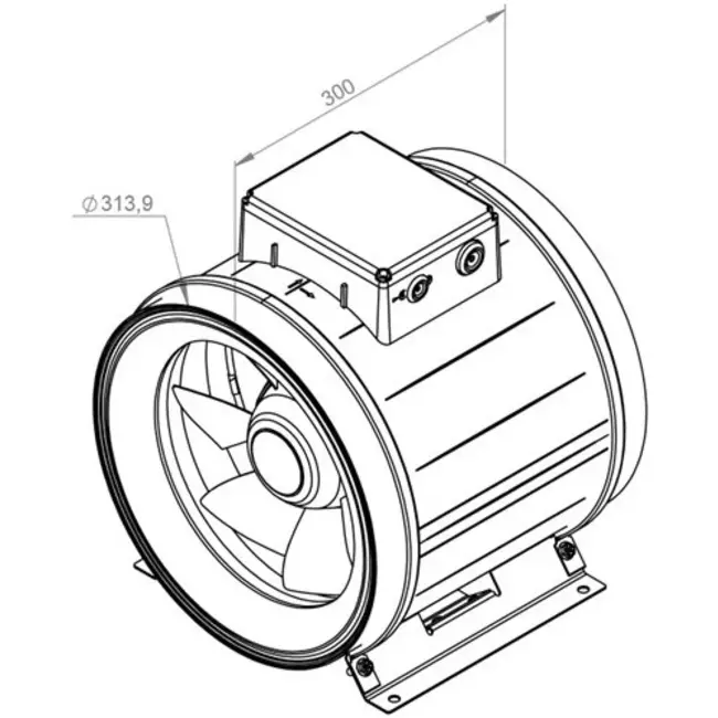 Wentylator kanałowy Ruck® ETAMASTER z silnikiem EC 2960m³/h - Ø 315 mm + potencjometr obsługowy 10 kO