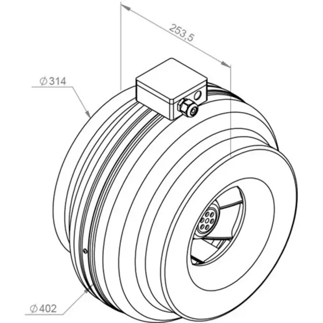 Wentylator kanałowy Ruck® 1170m³/h – Ø 315 mm + elektroniczna regulacja zmienna 1,0 A