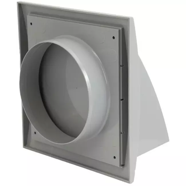 Kratka fasadowa z zaworem zwrotnym 150 x 150 mm średnica 100 mm szara - ND10FVP