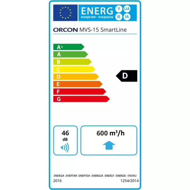 Orcon MVS-15RHB 550 m³/h + czujnik wilgotności + sterowanie RFT - wtyczka bezpieczeństwa