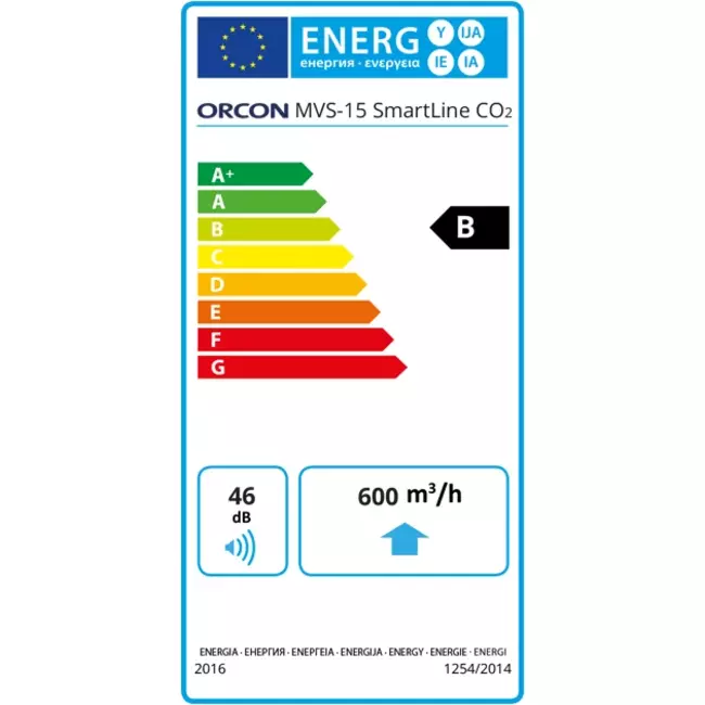 Orcon MVS-15RH CO2B 550 m³/h + czujnik wilgotności + czujnik kontroli CO2 - wtyczka bezpieczeństwa