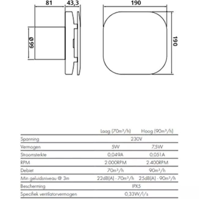 Wyciągowy wentylator łazienkowy Vent Axia Supra Design - Vent Axia - Ø 100 mm - 100B