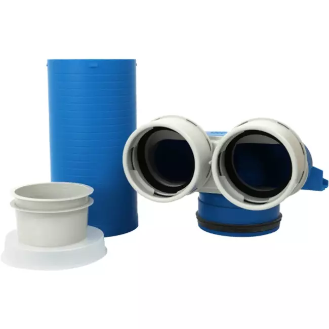 Rozdzielacz UniflexPlus 2 x Ø90 mm z tuleją przesuwną 250 mm i nakładką ochronną Ø125 mm