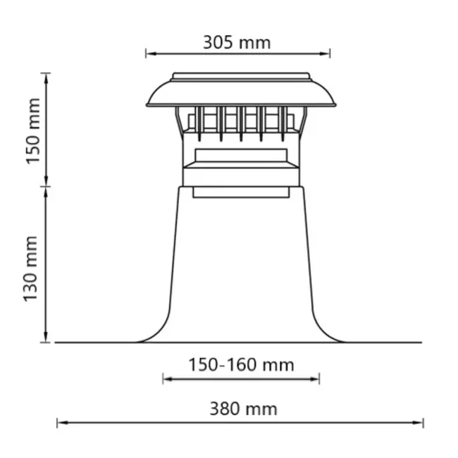 Płyta dachowa wentylacyjna z nakładką z tworzywa sztucznego Ø 150-160 mm