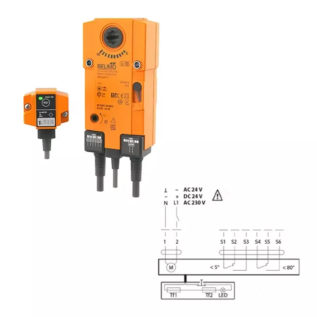 Klapa przeciwpożarowa okrągła 315 mm serwomotor 230V - E-FDC25 D315 M230S