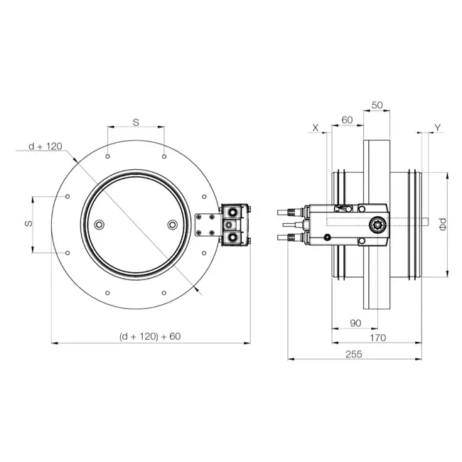 Klapa przeciwpożarowa okrągła kompaktowa 160 mm serwomotor 230V - E-FDC DD M230 D160