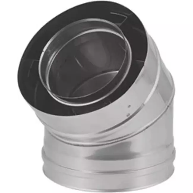 Współśrodkowa średnica 80 - 125 mm kolano 45 gr I316L/I304 (D0,5/0,6) (incl. Guma uszczelniająca wewnętrznykanał)
