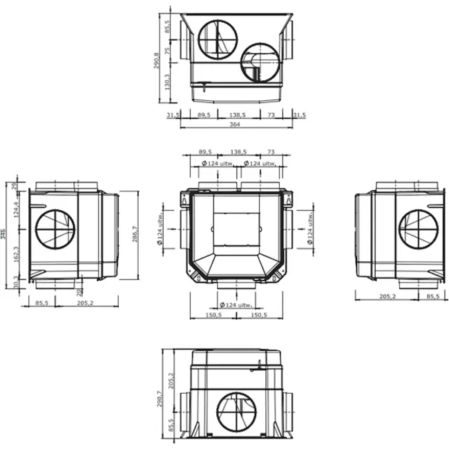 Itho Daalderop CVE-S ECO Package SE 325 m³/h + czujnik wilgotności + RFT-N Auto Control + 4 zawory - wtyczka euro