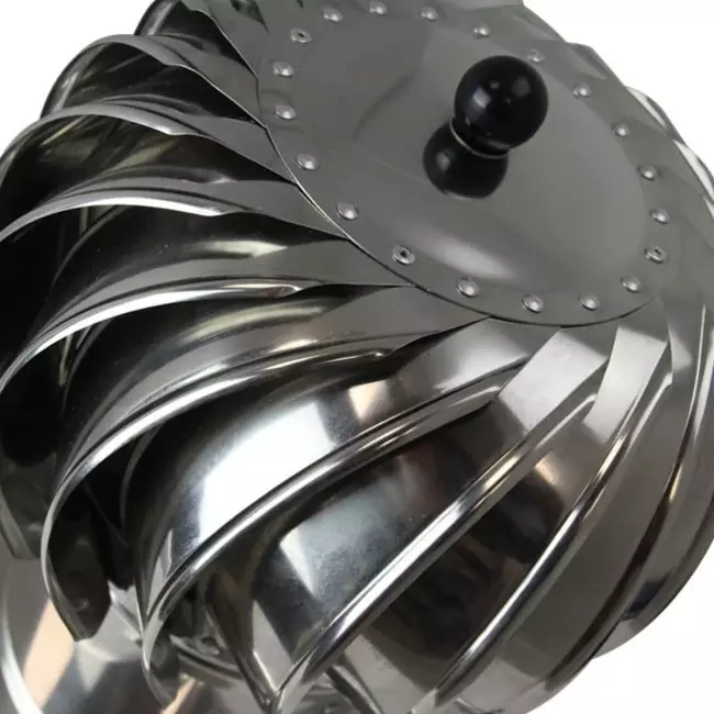 Napędzany wiatrem wentylator dachowy Cowl 250 mm ze stali nierdzewnej wraz z płytą dachową - 180 m3/h
