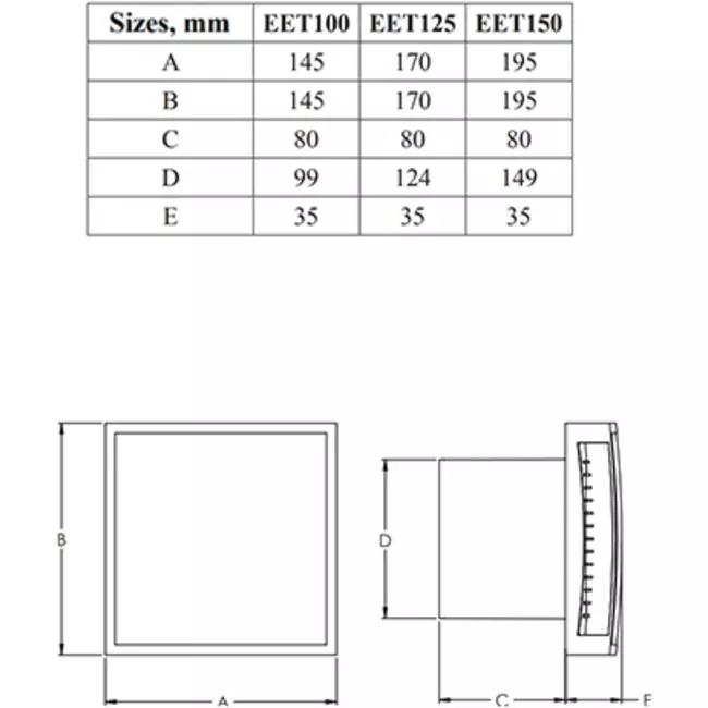 Wentylator łazienkowy Ø 150 mm biały z timerem - Design EET150T