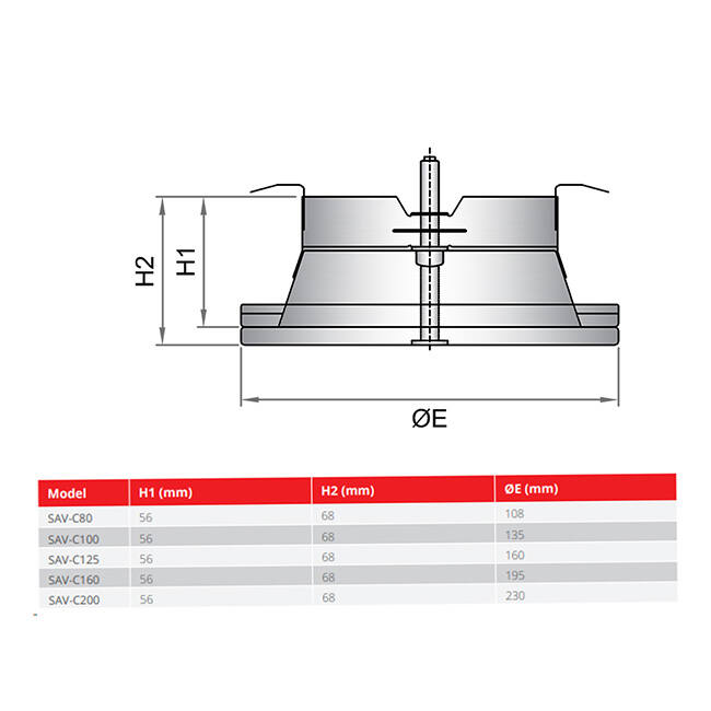 Zawór wlotu powietrza 100 mm z metalowymi sprężynami - SAV-C100 RAL9010