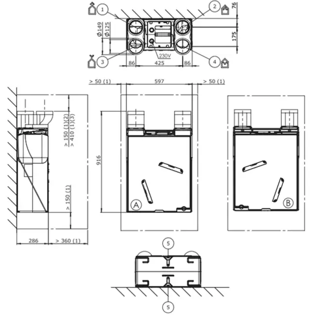 Jednostka Itho Daalderop HRU 200 ECO E RFT High-rise 200 m³/h