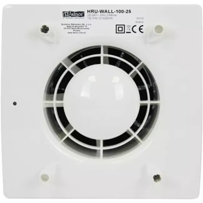 Zdecentralizowana WTW HRU ścienna Ø100 z 25 m³/h - HRU-WALL-100-25-PEG
