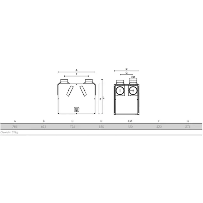 Vent-Axia MVHR Lo-Carbon Sentinel Kinetic B Plus R prawy 390 m³/h