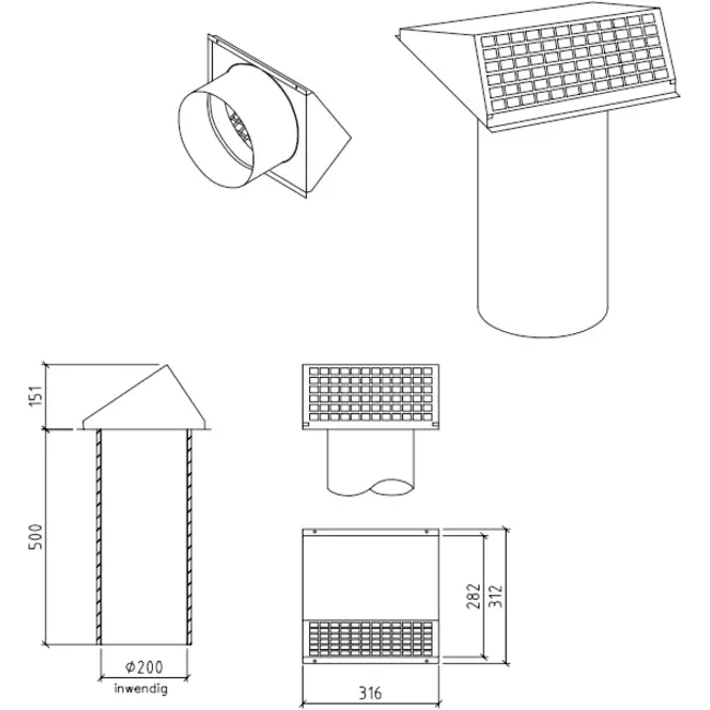 Kanał ścienny Thermoduct 200 mm