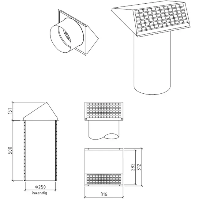 Tuleja ścienna Thermoduct 250 mm