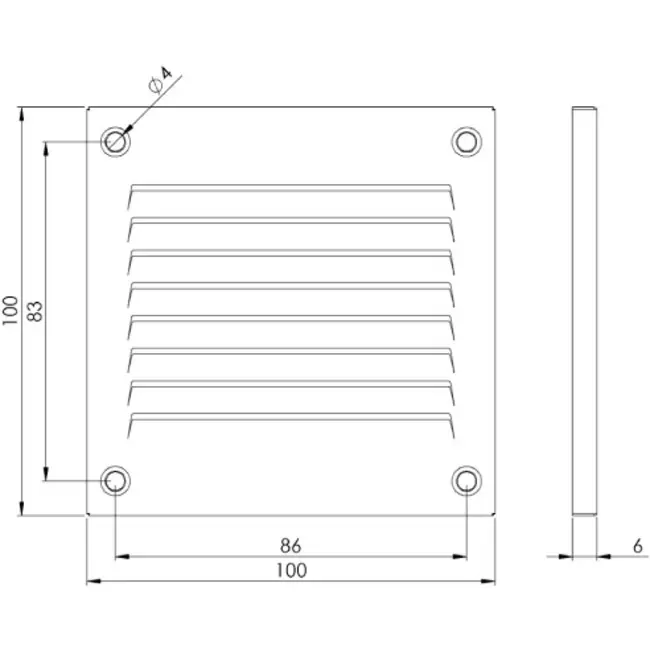 Kratka metalowa 100x100mm czarna - MR1010M