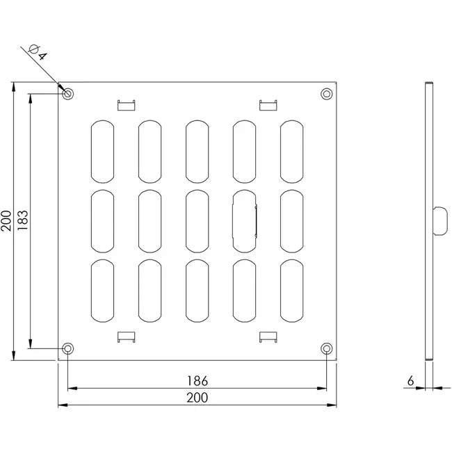 Regulowany metalowy nawiewnik liniowy 200x200 ocynkowany - MR2020RZn