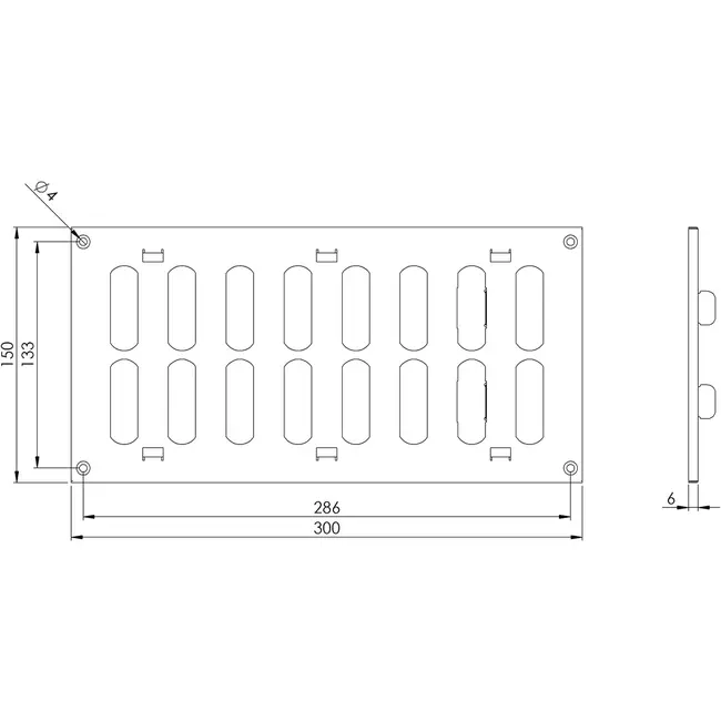 Kratka metalowa regulowana 300x150mm biała - MR3015R