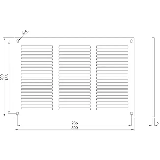 Kratka metalowa 300x200mm brązowa - MR3020B