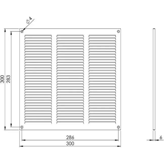 Kratka metalowa 300x300mm biała - MR3030