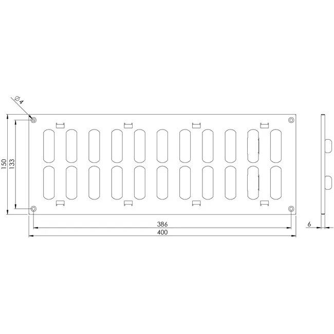 Kratka metalowa regulowana 400x150mm biała - MR4015R