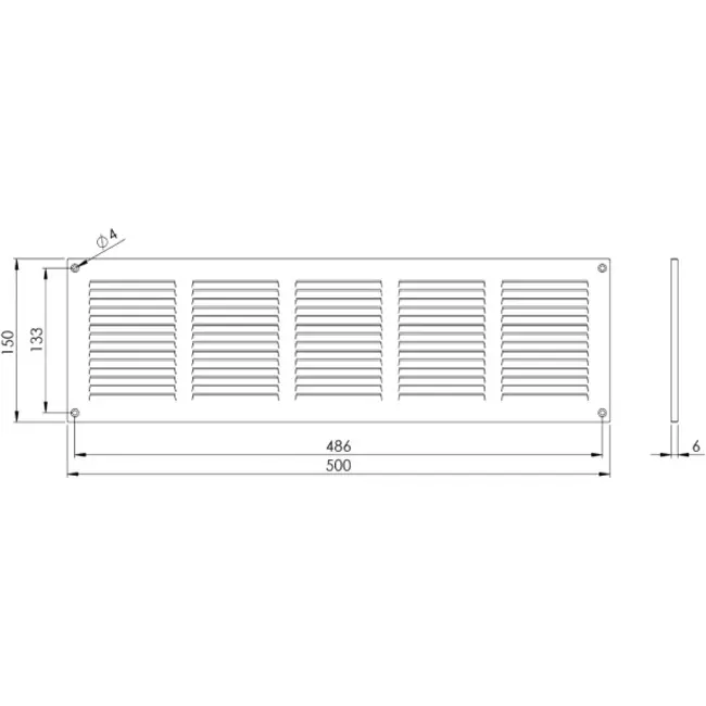 Kratka metalowa 500x150mm biała - MR5015