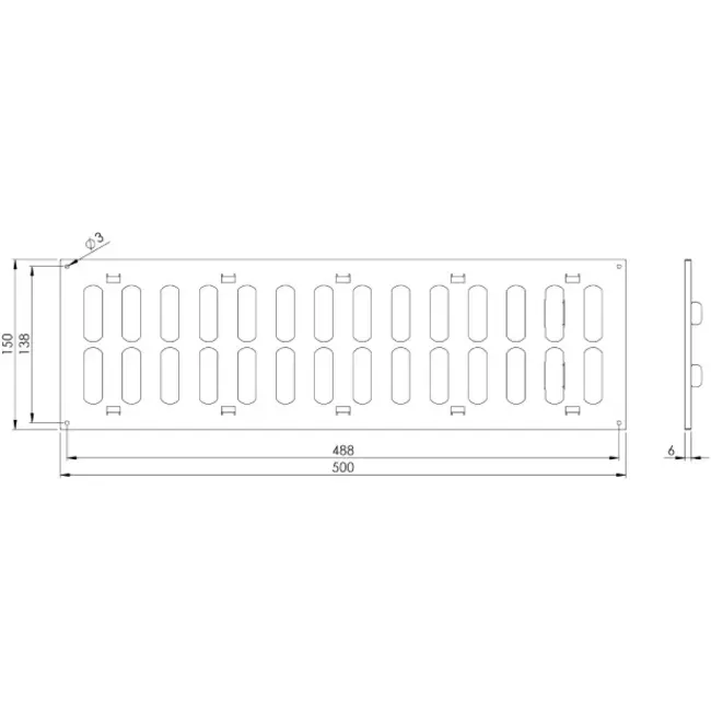 Kratka metalowa 500x150mm biała - MR5015