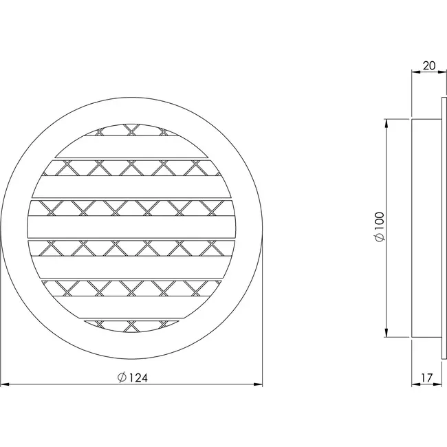 Kratka ze stopu aluminium Ø100 biała - MRA100W