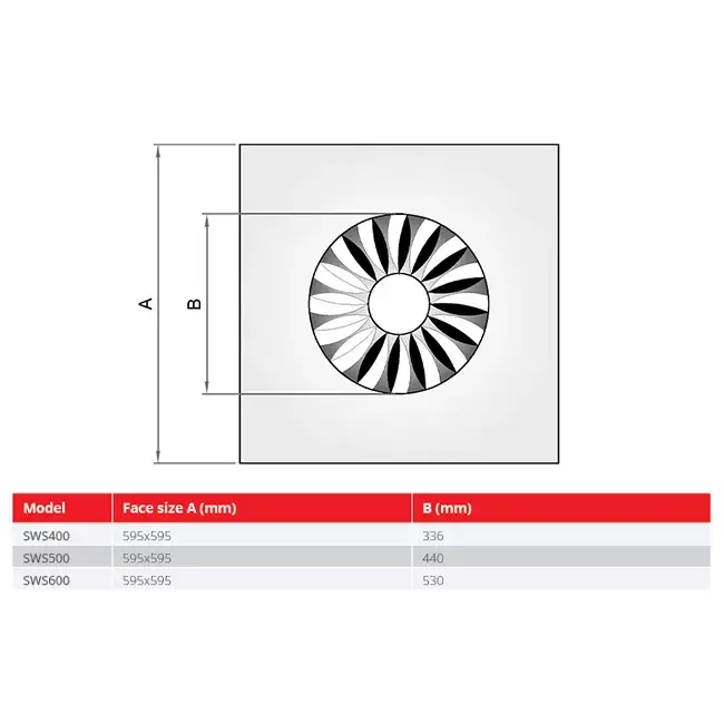 Stały nawiewnik wirowy 600 mm kwadratowy - SWS600 RAL9010