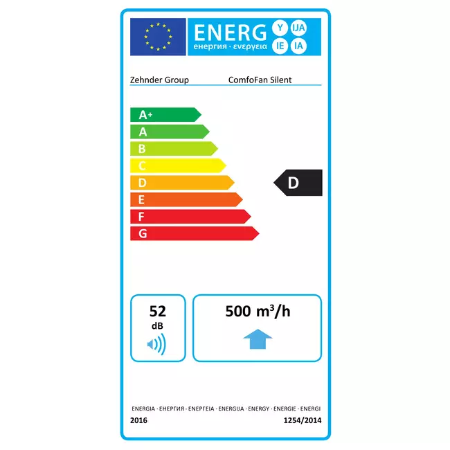 Zehnder ComfoFan Silent 460 m³/h + czujnik CO₂ – wtyczka z uziemieniem