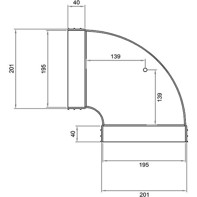 Wavin Ventiza Kolano 90 stopnie PVC owalne 195x80 mm poziome M/M