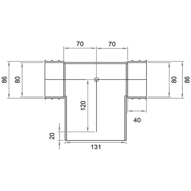 Wavin Ventiza T-stuk PVC owalny 195x80x100 według średnicy 125 mm M/M/M