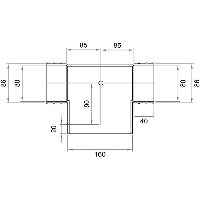 Wavin Ventiza T-stuk PVC owal 235x80 mm według średnicy 160 mm M/M/M