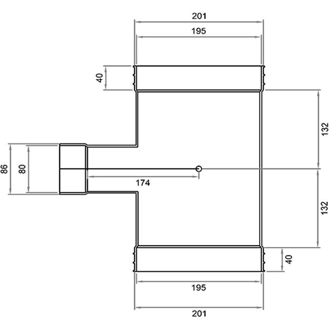 Wavin Ventiza T-stuk PVC owalny 195x80 mm M/M/M