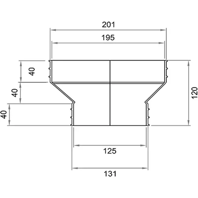 Wavin Ventiza Przejście PVC owalne 195x80 mm do 125 mm M/M