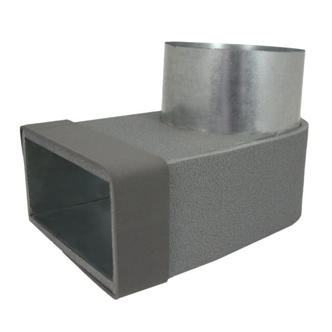 Pojedynczy symetryczny element narożny przegrody Thermoduct 220x80 mm według średnicy 125 mm